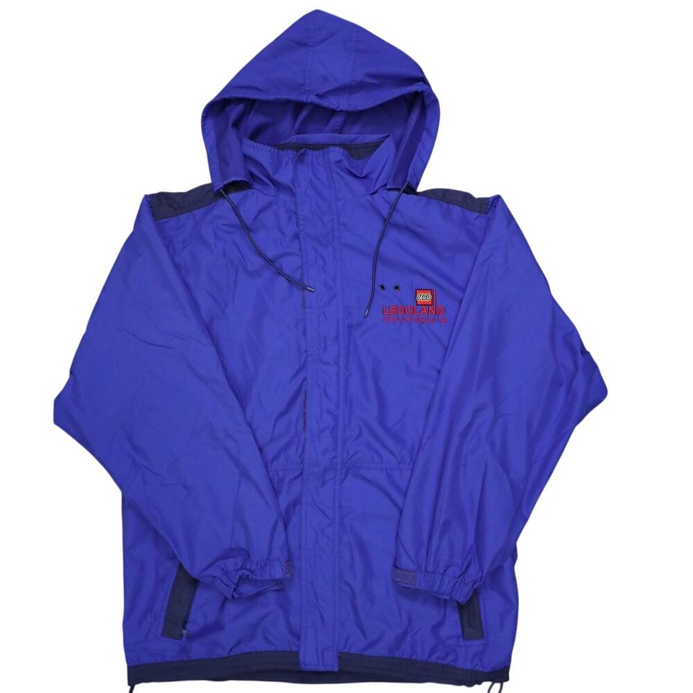 Vintage LEGOLAND California Windbreaker Jacket Men M/L Blue Hooded Collectible